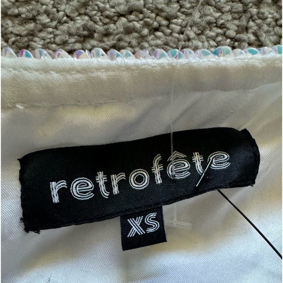 NWOT Retrofête Grace Dress White With Gold Palm Sequin Size XS - Picture 10 of 13